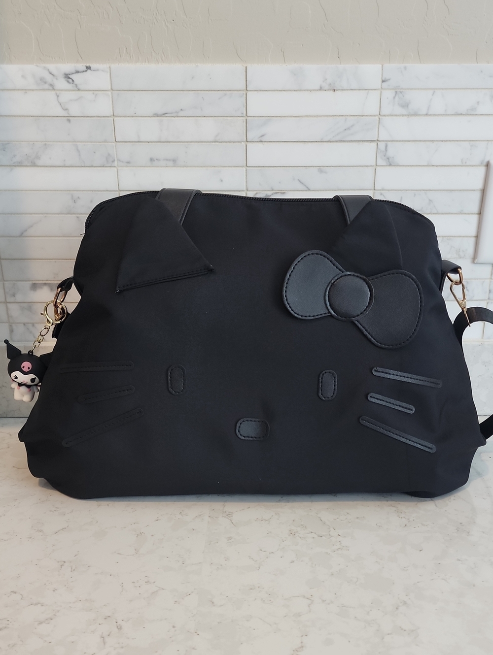 Hello Kitty Black Tote Bag With Kuromi Charm